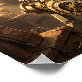 steampunk owl clockwork art poster (Ecke)