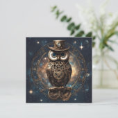 Steampunk Owl Feiertagskarte (Stehend Vorderseite)