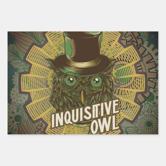 Steampunk Owl Geschenkpapier Set (Vorderseite 3)
