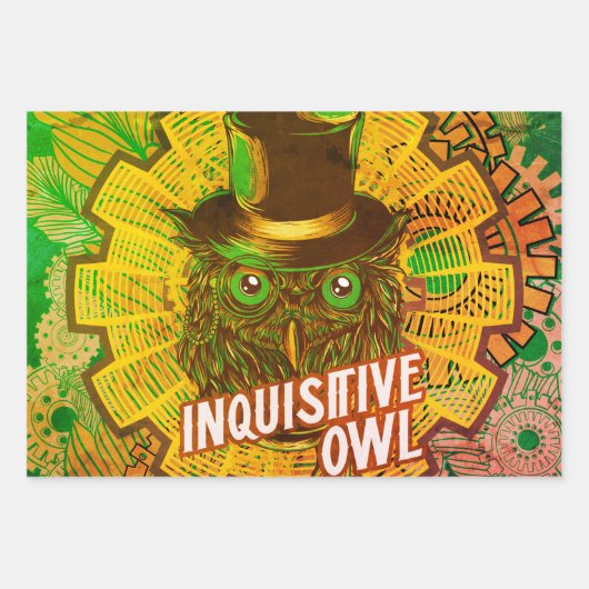Steampunk Owl Geschenkpapier Set (Vorderseite 2)
