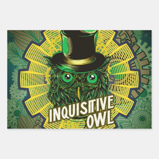 Steampunk Owl Geschenkpapier Set (Vorderseite)