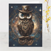 Steampunk Owl Karte (Gelbe Blume)