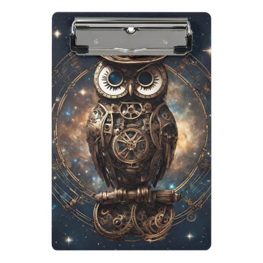Steampunk Owl Mini Klemmbrett (Vorderseite)
