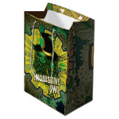 Steampunk Owl Mittlere Geschenktüte (Vorderseite Schrägansicht)