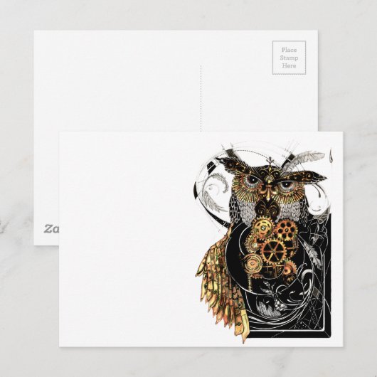 Steampunk Owl Postkarte (Vorne/Hinten)