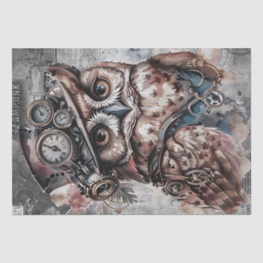 Steampunk Owl Seidenpapier (Vorderseite)