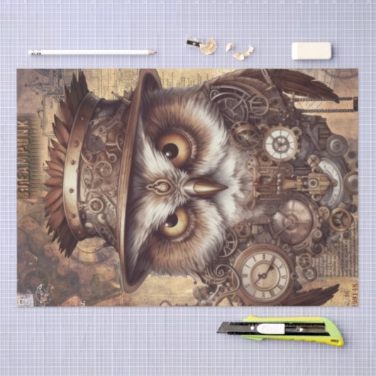 Steampunk Owl Seidenpapier (Handwerk)