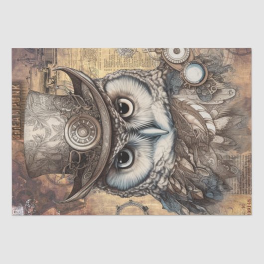 Steampunk Owl Seidenpapier (Vorderseite)