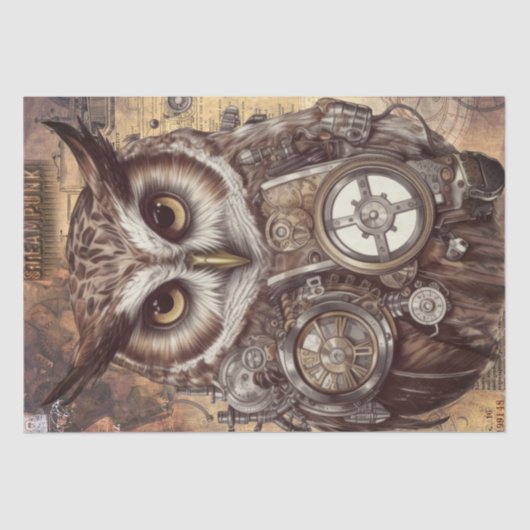 Steampunk Owl Seidenpapier (Vorderseite)