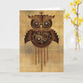 Steampunk Owl Vintag Style Grußkarten Karte (Gelbe Blume)