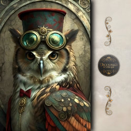 Steampunk Owl Whimsical Vintage Art Decoupage Seidenpapier