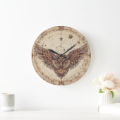 Steampunk Owl Wings Wall Clock | Vintage Mechanica Große Wanduhr (Zuhause)