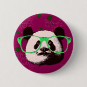 Steampunk Panda Bear in Brille mit Mustache Button (Vorderseite)