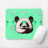 Steampunk Panda Bear in Brille mit Mustache Mousepad (Mit Mouse)