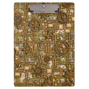 Steampunk-Panel - Zahnräder und Rohre - Messing Klemmbrett