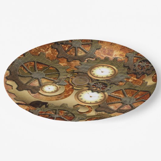 Steampunk Pappteller (Schrägansicht)