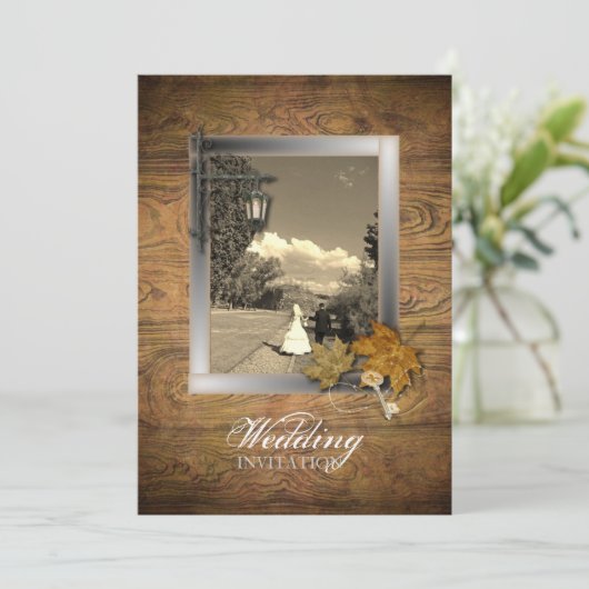 Steampunk Paris Herbstlaubs Herbsthochzeit Einladung (Stehend Vorderseite)