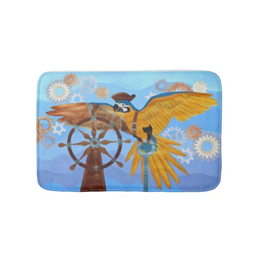 Steampunk Parrot Badematte (Vorderseite)