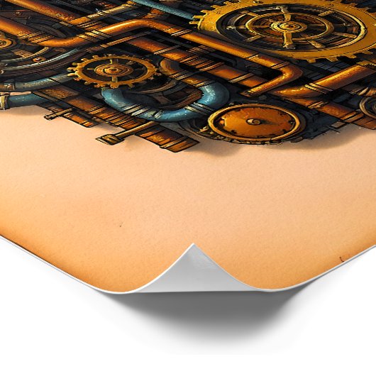 Steampunk Parts Exploded View Wallpaper/Fabric Poster (Ecke)