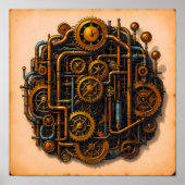 Steampunk Parts Exploded View Wallpaper/Fabric Poster (Vorne)