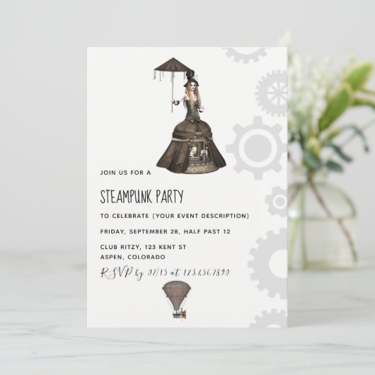 Steampunk-Party Einladung (Stehend Vorderseite)