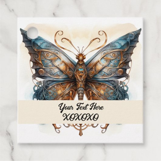 Steampunk-Party-Schmetterling Geschenkanhänger (Vorderseite)