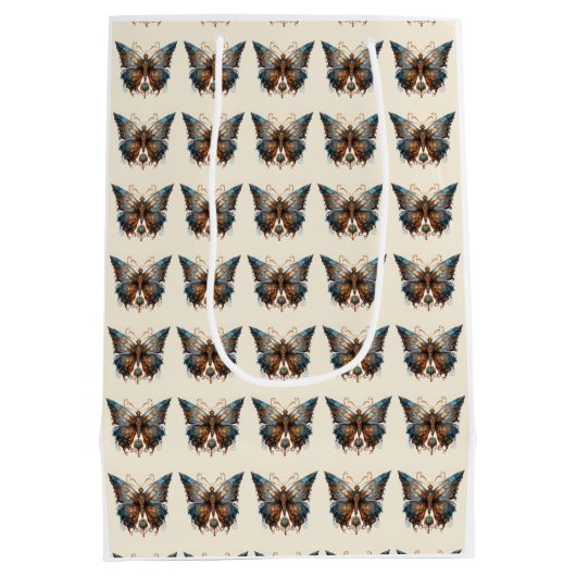 Steampunk-Party-Schmetterling Mittlere Geschenktüte (Rückseite)