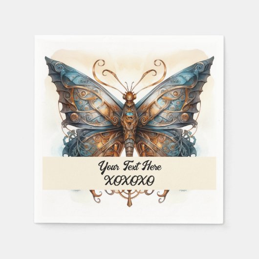 Steampunk-Party-Schmetterling Serviette (Vorderseite)