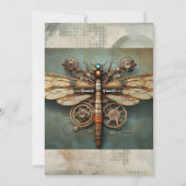 Steampunk-Party Vintag Mechanische Libelle Einladung (Rückseite)