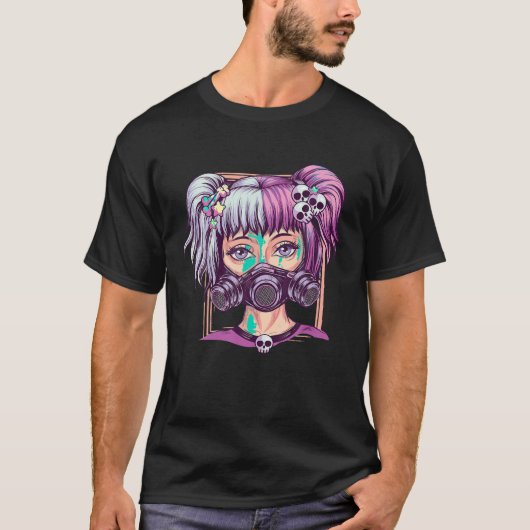 Steampunk Pastel Goth Girl Creepy Anime Cyber Punk T-Shirt (Vorderseite)