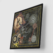 Steampunk Patterns wheels, gears cogs and things Quadratische Wanduhr (Winkel)