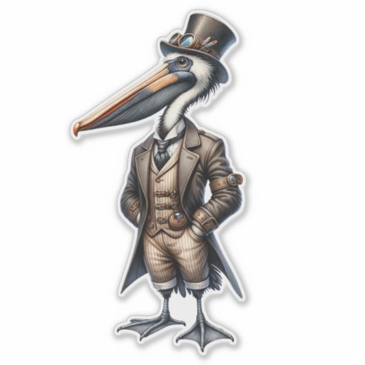 Steampunk Pelican Aufkleber (Vorderseite)