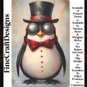 Steampunk Penguin Custom Initial BA1 Decoupage Seidenpapier