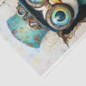 Steampunk Penguin Peeking Thru Hole AZ8 Decoupage Seidenpapier (Ausschnitt)