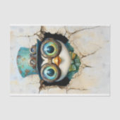 Steampunk Penguin Peeking Thru Hole AZ8 Decoupage Seidenpapier (Vorderseite)