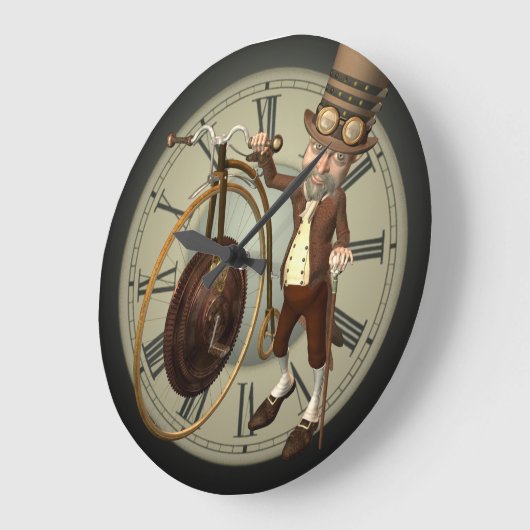 Steampunk Penny Farthing Große Wanduhr (Winkel)