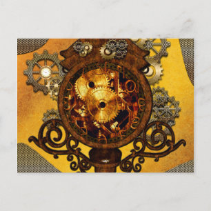 Steampunk, phantastische Uhr Postkarte