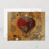 Steampunk, phantastisches Herz Postkarte (Vorne/Hinten)