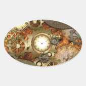 Steampunk, phantastisches Steampunkdesign Ovaler Aufkleber (Vorderseite)