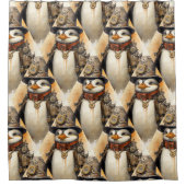 Steampunk Pinguin 1 Muster Duschvorhang (Vorderseite)