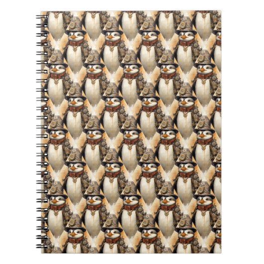 Steampunk Pinguin 1 Muster Notizblock (Vorderseite)