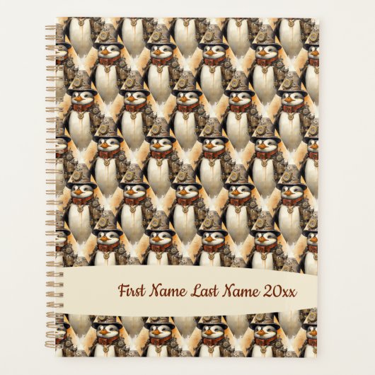 Steampunk Pinguin 1 Muster Planer (Vorderseite)