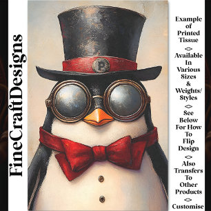 Steampunk Pinguin Maßanfertigung Initialen BA2 Dec Seidenpapier