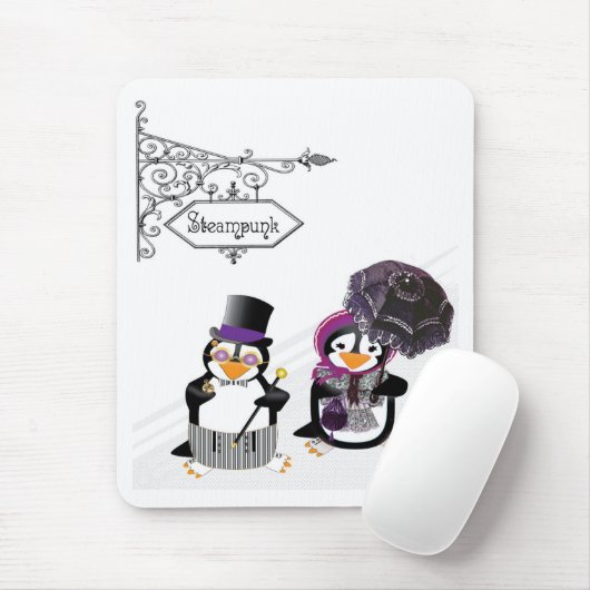 Steampunk Pinguin Mousepad (Mit Mouse)