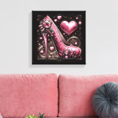 Steampunk Pink Stiletto High Heels mit Herz Leinwanddruck (Insitu (Wohnzimmer))