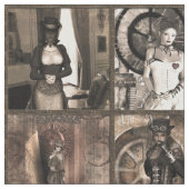 Steampunk-Pinups Quilblock-Druck Stoff (Nahaufnahme)