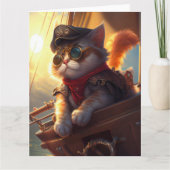 Steampunk Pirate Cat Karte (Vorderseite)