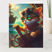 Steampunk Pirate Cat Karte (Vorderseite)