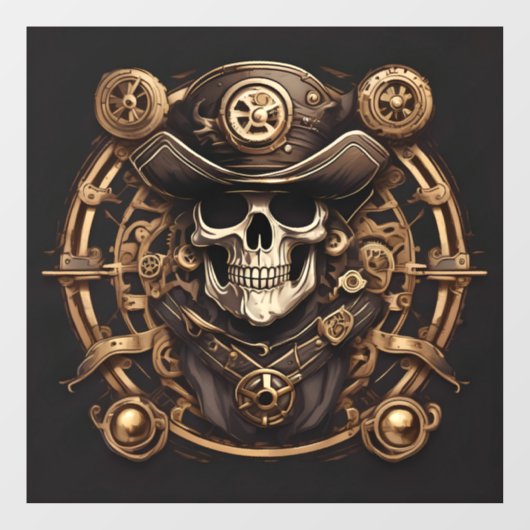 Steampunk Pirate Skull Window Fensteraufkleber (Blatt)