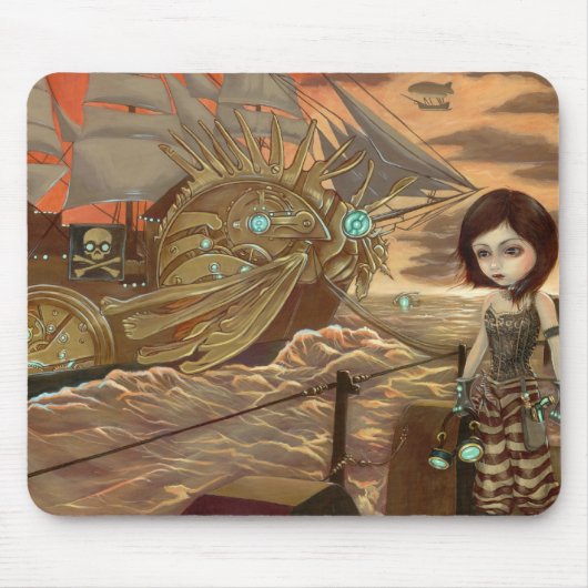 Steampunk Piraten: Seesonnenuntergang Mousepad (Vorne)